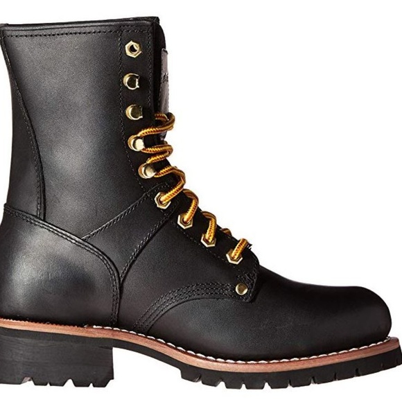 AdTec Men 9" Black Steel Toe Logger Genuine Leather & Lace-up Boots - Picture 2 of 8